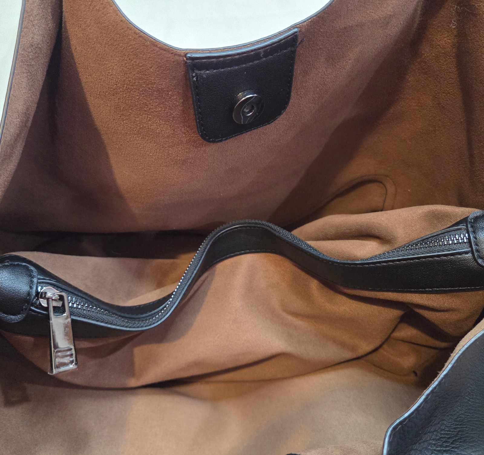 Sondra Roberts Squared Vegan Leather Tote Satchel Black Shoulder/Hand Bag Purse