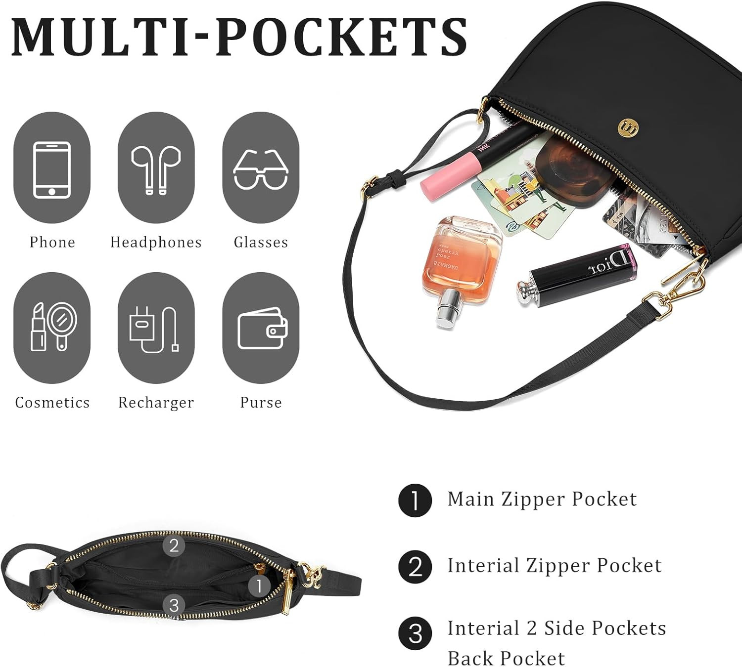 Shoulder Bag for Women Handbags with Adjustable Strap Underarm Purse Mini Clutch