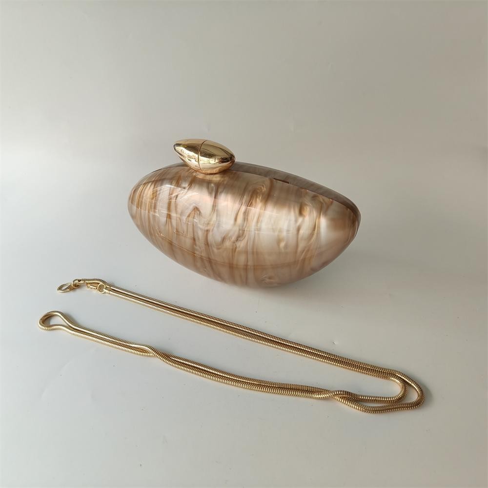 Pearl Marble Acrylic Clutch Shell Shape Evening Bag Wedding Party 20.5X13X7 cm
