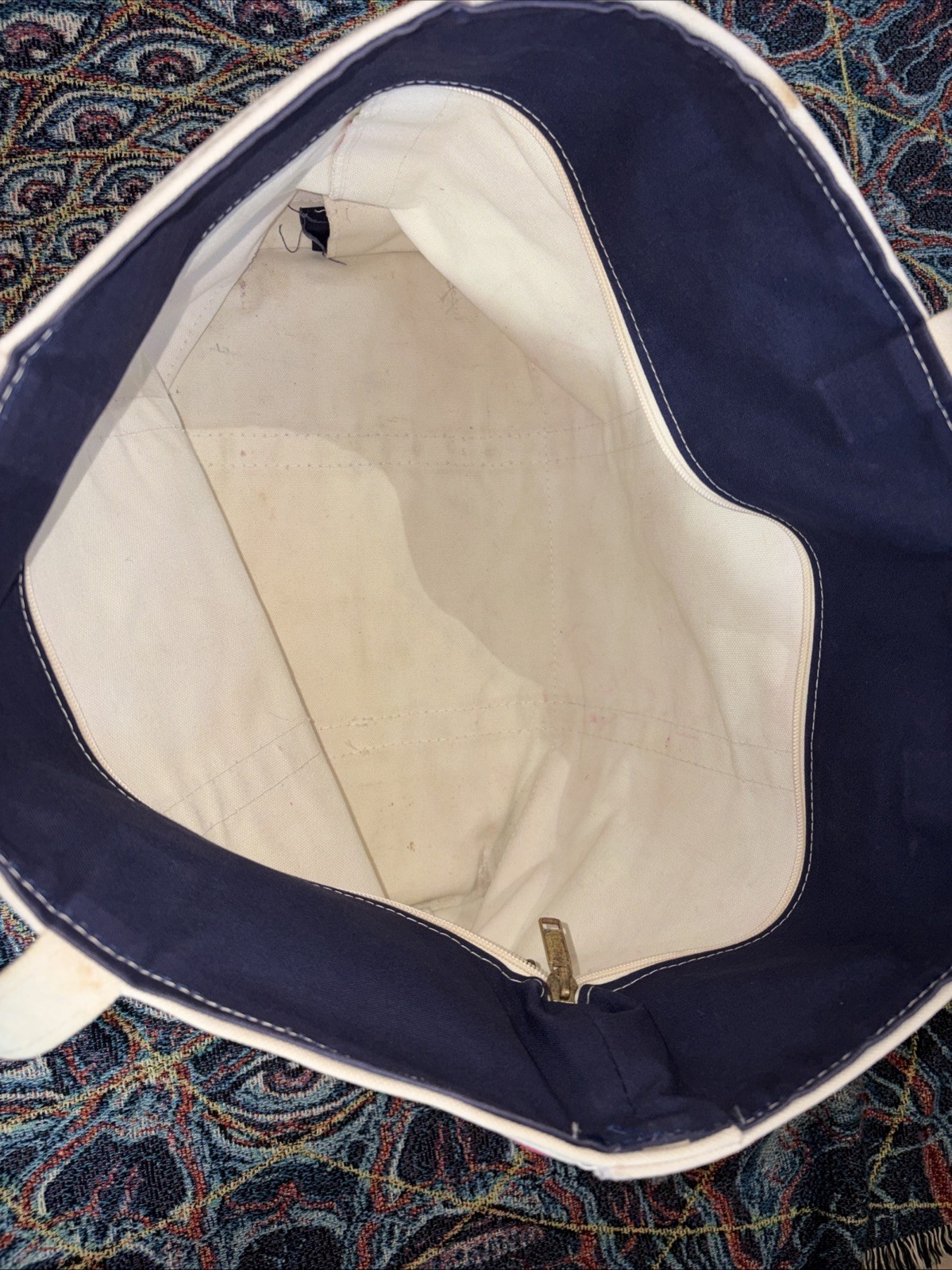90s Vintage L.L. BEAN Rugby Striped Boat And Tote MADE IN USA