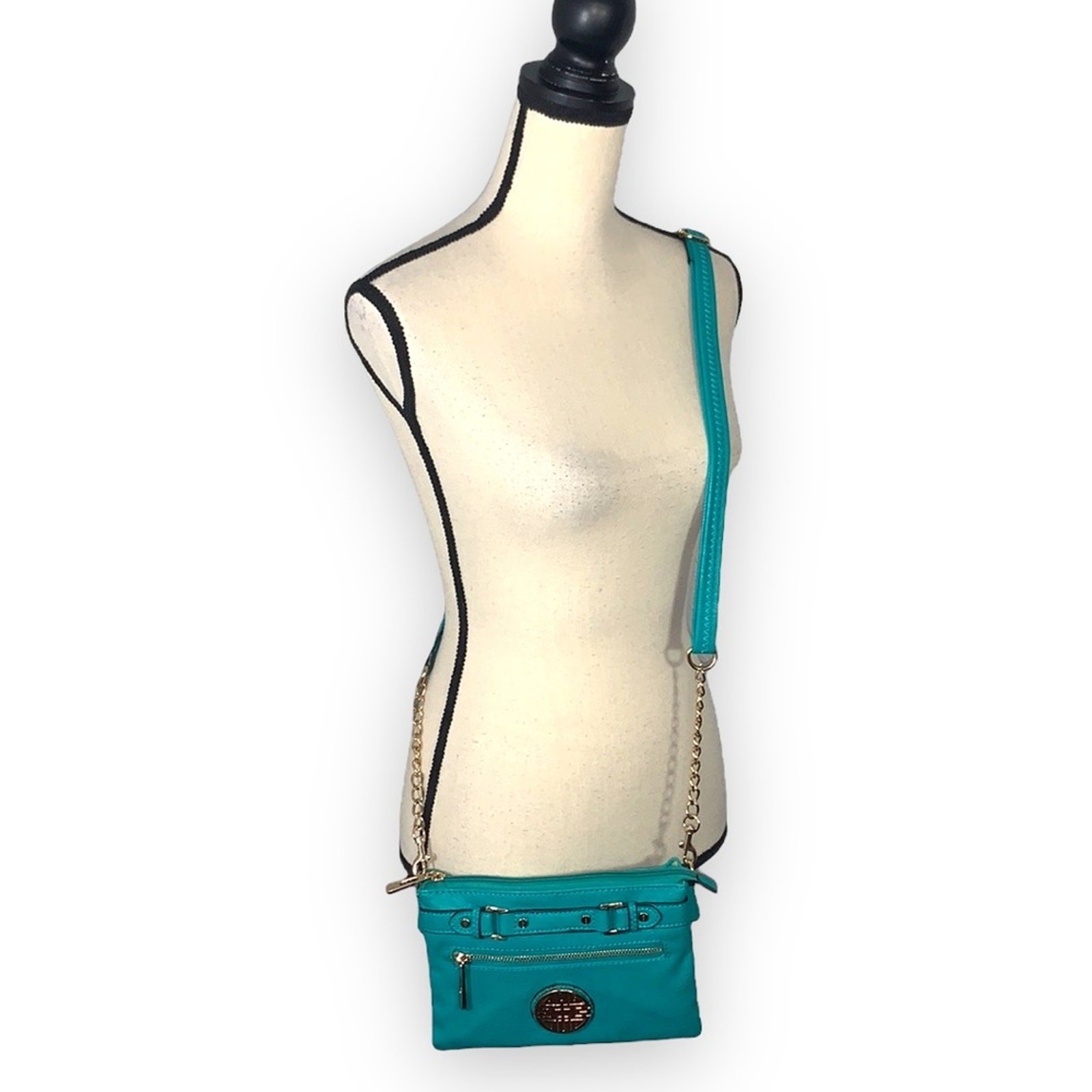 Turquoise and Gold Crossbody Purse