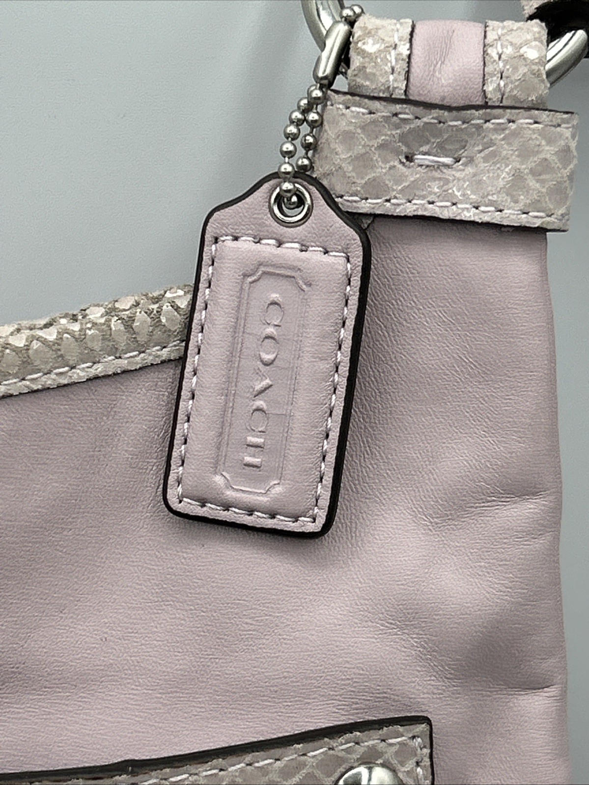 Coach Penelope Leather Crossbody Mauve Crocodile Embossed Strap/Trim Turn Lock