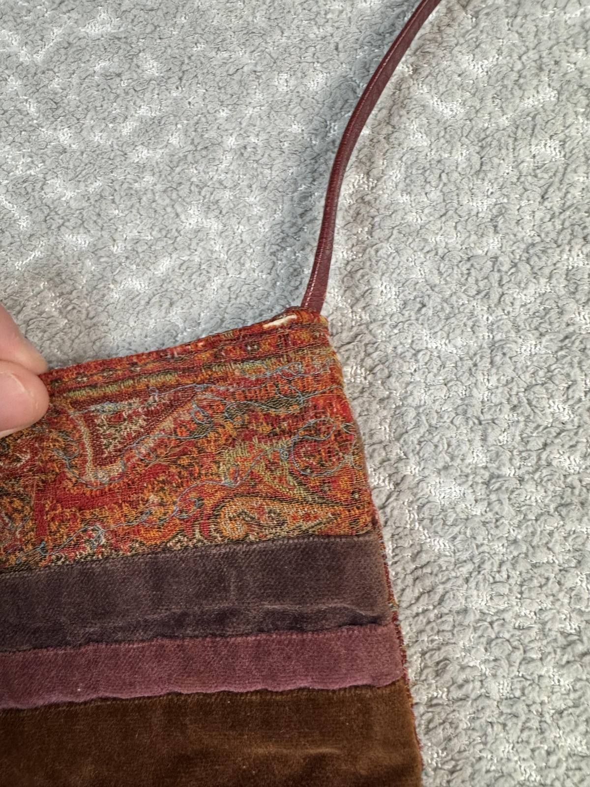 Henri Bendel Crossbody Bag Womens Small Multicolor Velvet Paisley Bohemian