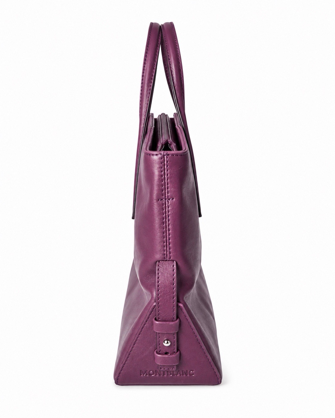 Montblanc Purple Medium Tote Zip Top Double Handles Detachable Strap