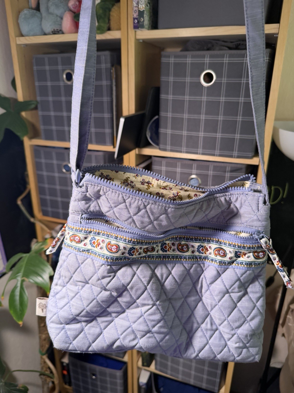 Vera Bradley Crossbody Bag In Blue Chambray Pattern Excellent Condition
