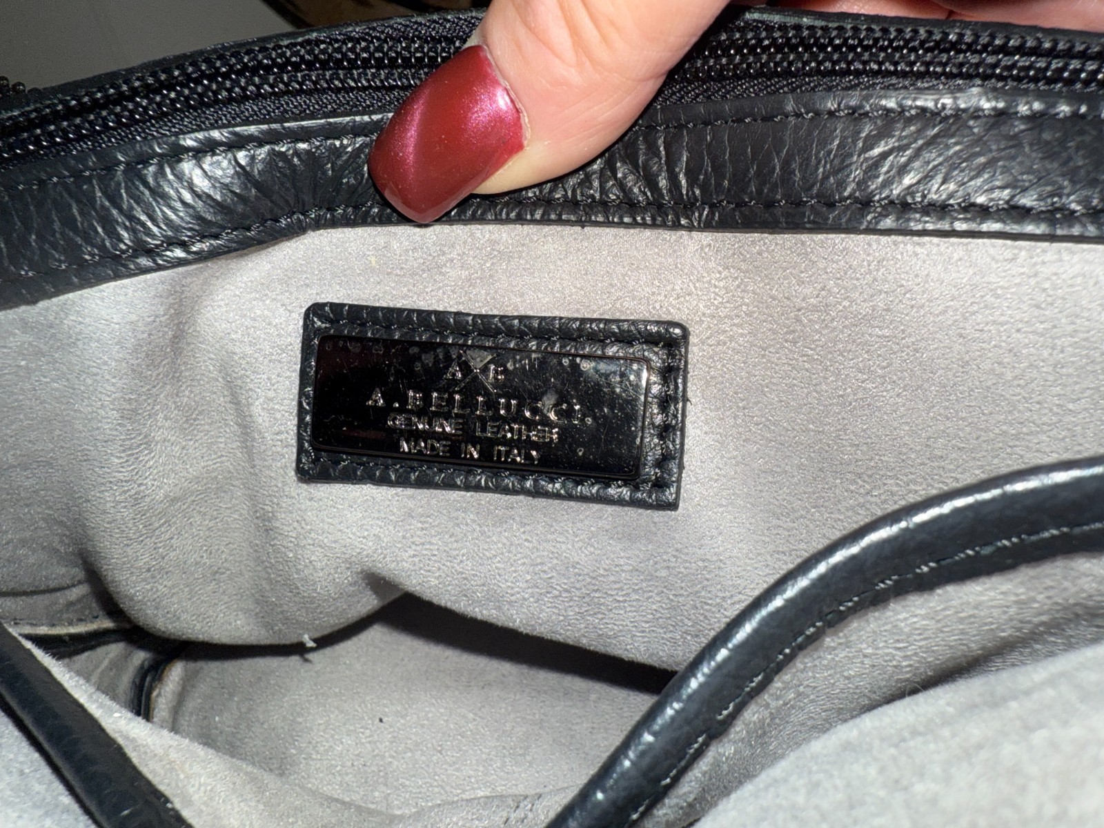 A. Bellucci Black Pebble Leather Bag – 12inx5inx9in