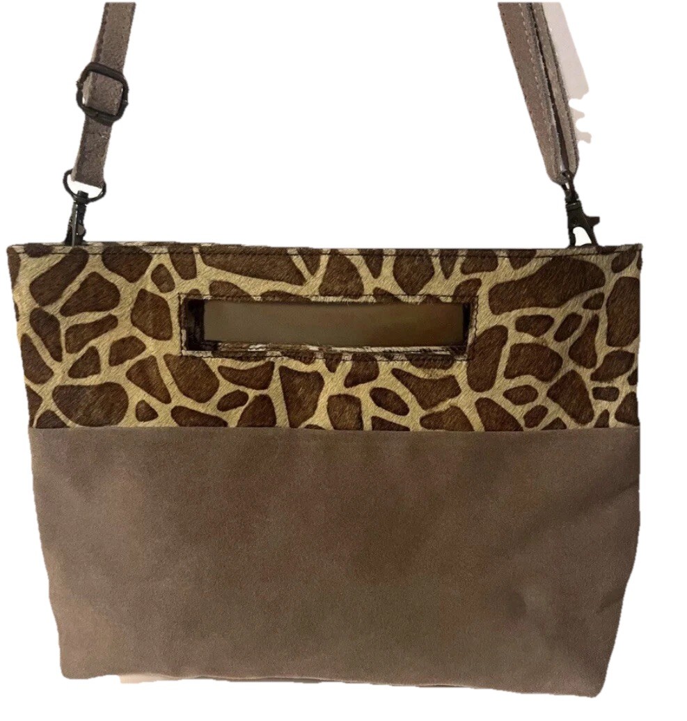 Anthropologie Calf Hair Suede Leather Boho Cowgirl Clutch Crossbody Bag