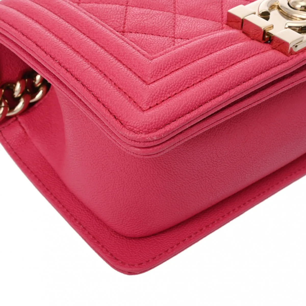 Chanel cm A67085 Shoulder Bag Grained Leather Pink #WB830