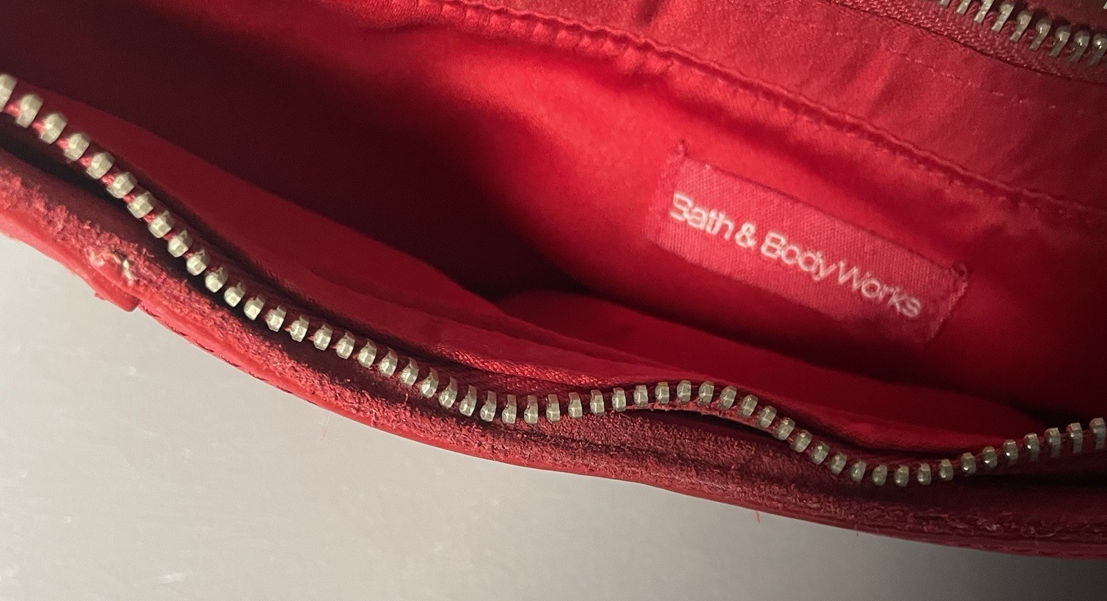 Bath And Body Works Red Suede Leather Purse Shoulder Bag