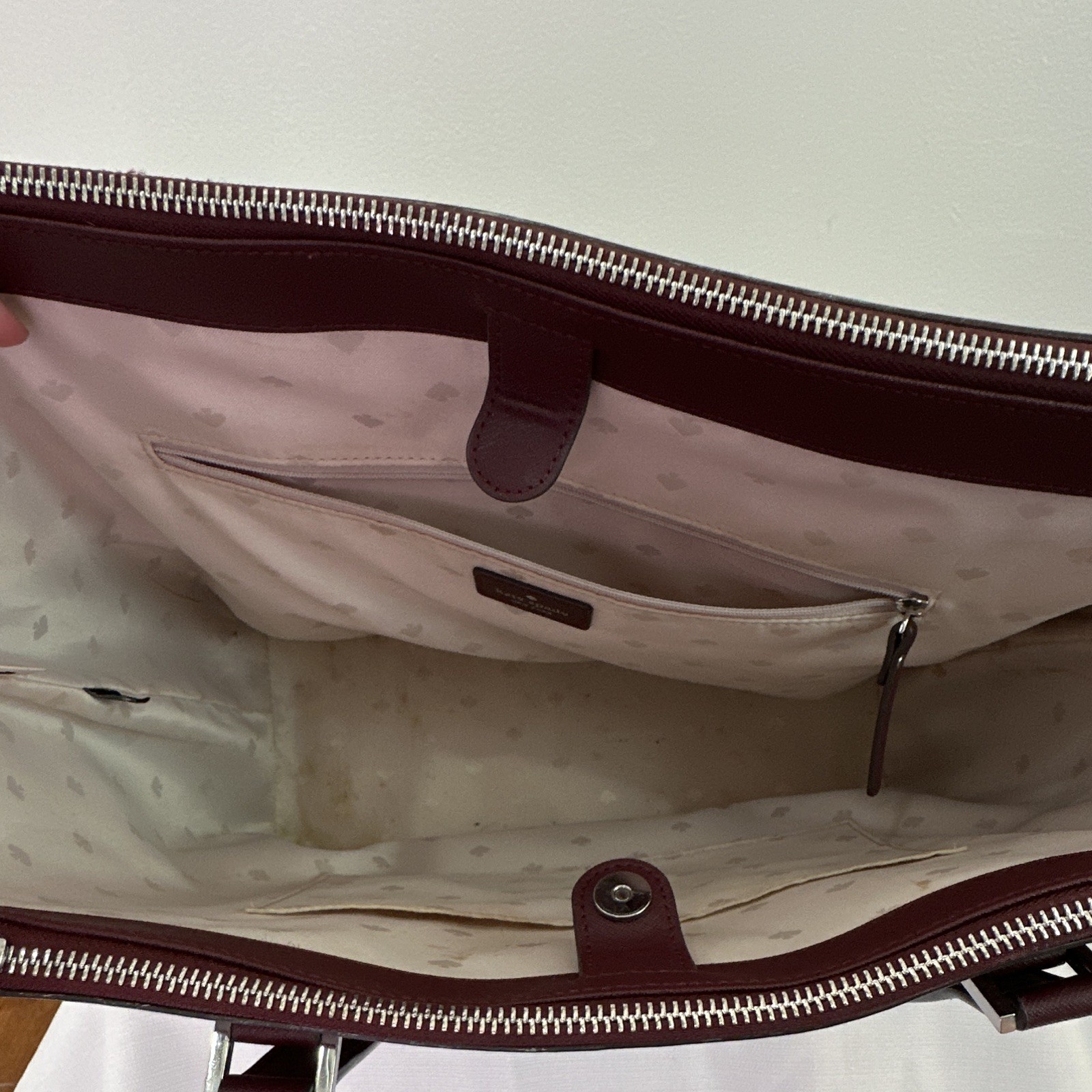 kate spade new york Burgundy Zip Satchel Top Handle w/ Wristlet, Lined