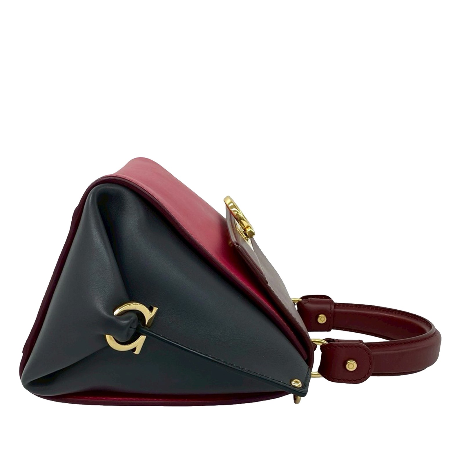 Ferragamo Small Tricolor Leather Gancini Sofia Satchel Pre-Loved Hot Pink