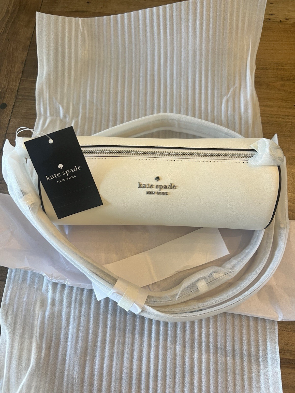 Kate Spade New York Roulette Mini Crossbody Bag Meringue Zip Detachable Strap