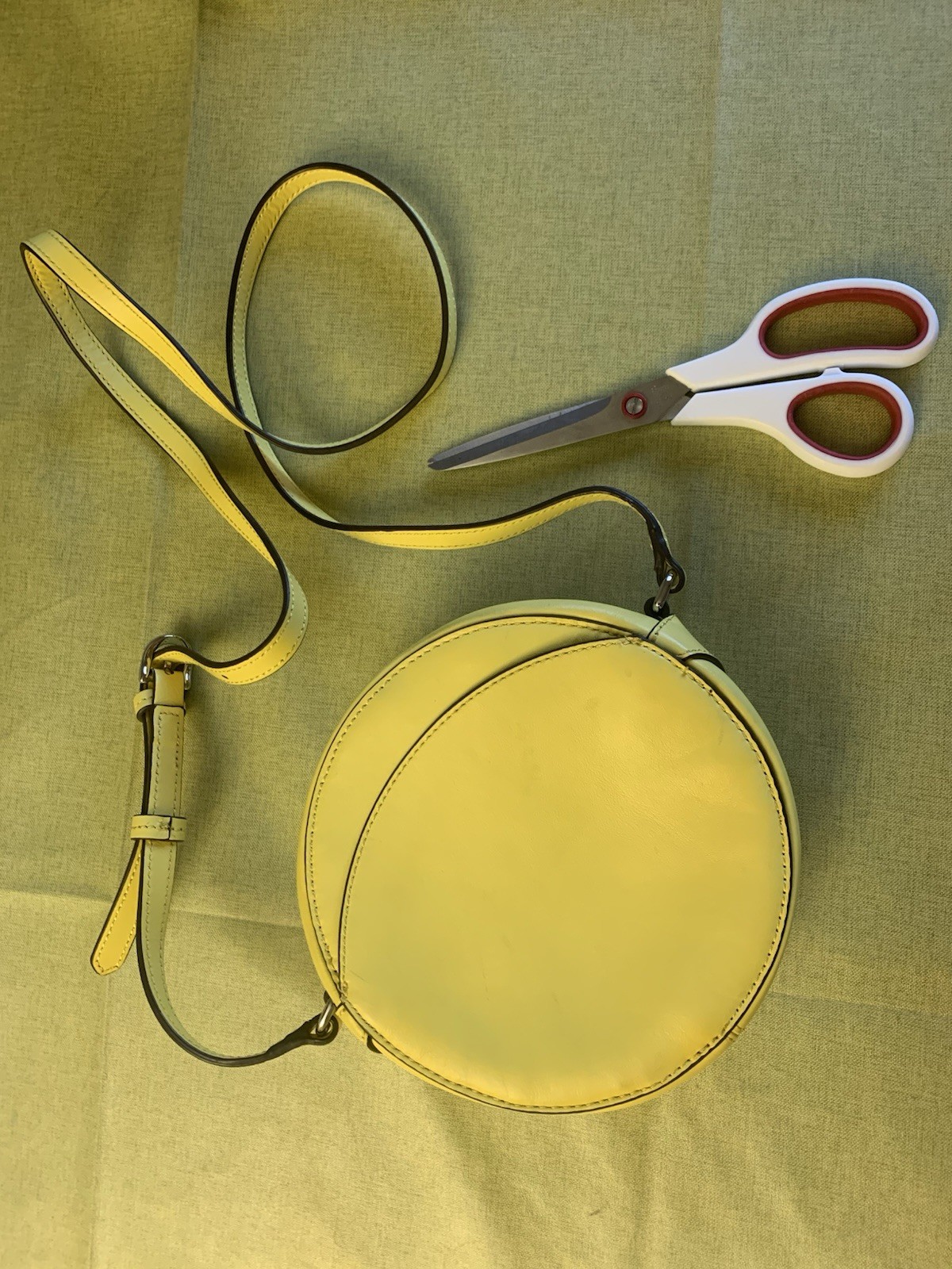 Banana Republic Yellow Round Small Crossbody Bag Zip, Detachable Strap