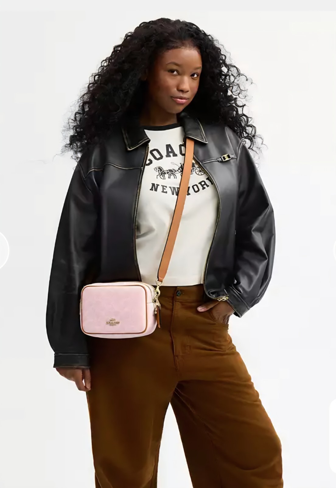 NWT Coach Mini Carey Crossbody Bag Signature Canvas Charms Powder Pink CEK74 NEW