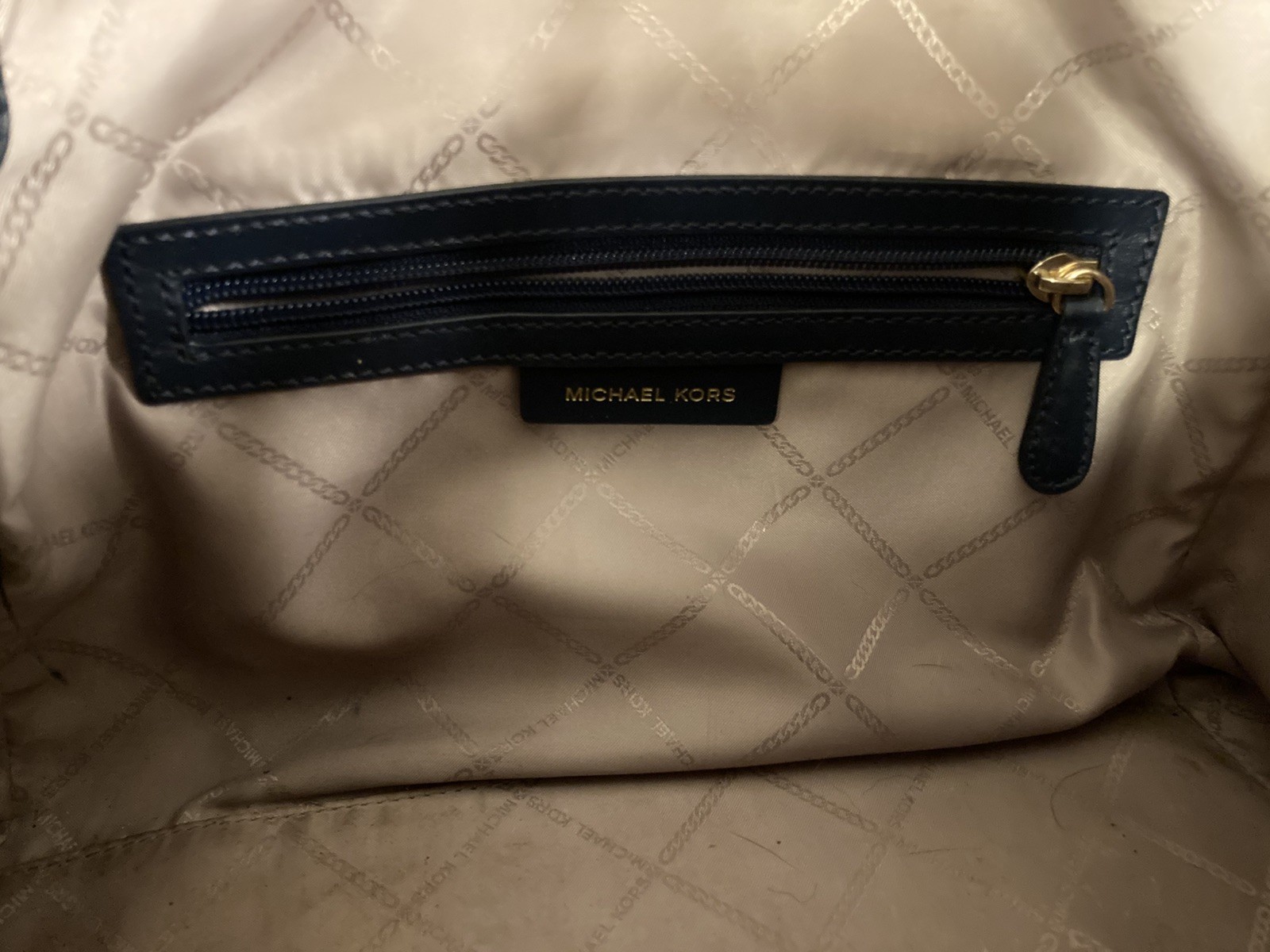 Michael Kors Carine Pebbled Leather Medium LargeCrossbody Satchel Bag Navy