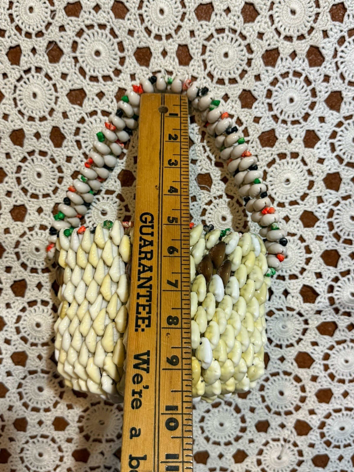 Vtg Shell Seashell Bag Purse Top Handle Boho Retro Festival Beach Photo Shoot