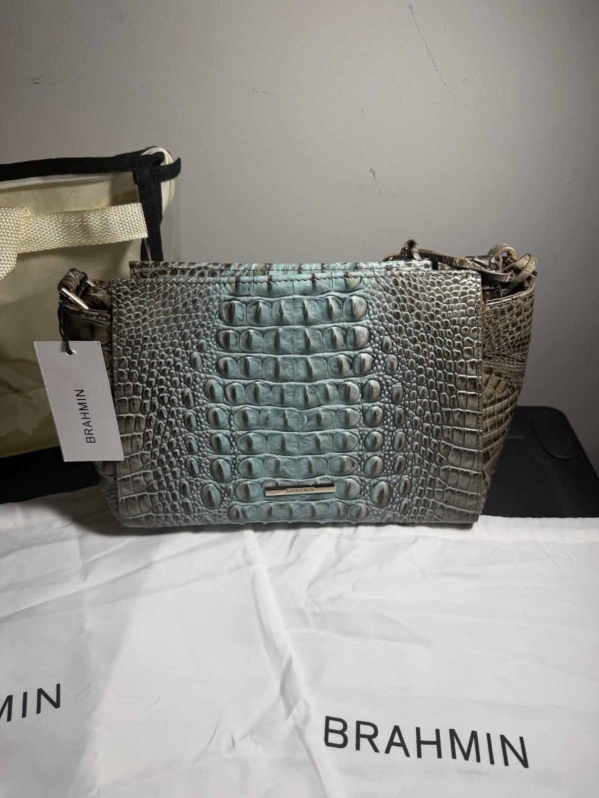 Brahmin Hillary Bluebell Ombre Melbourne Handbag w/ Bag Charm & Dust Bag