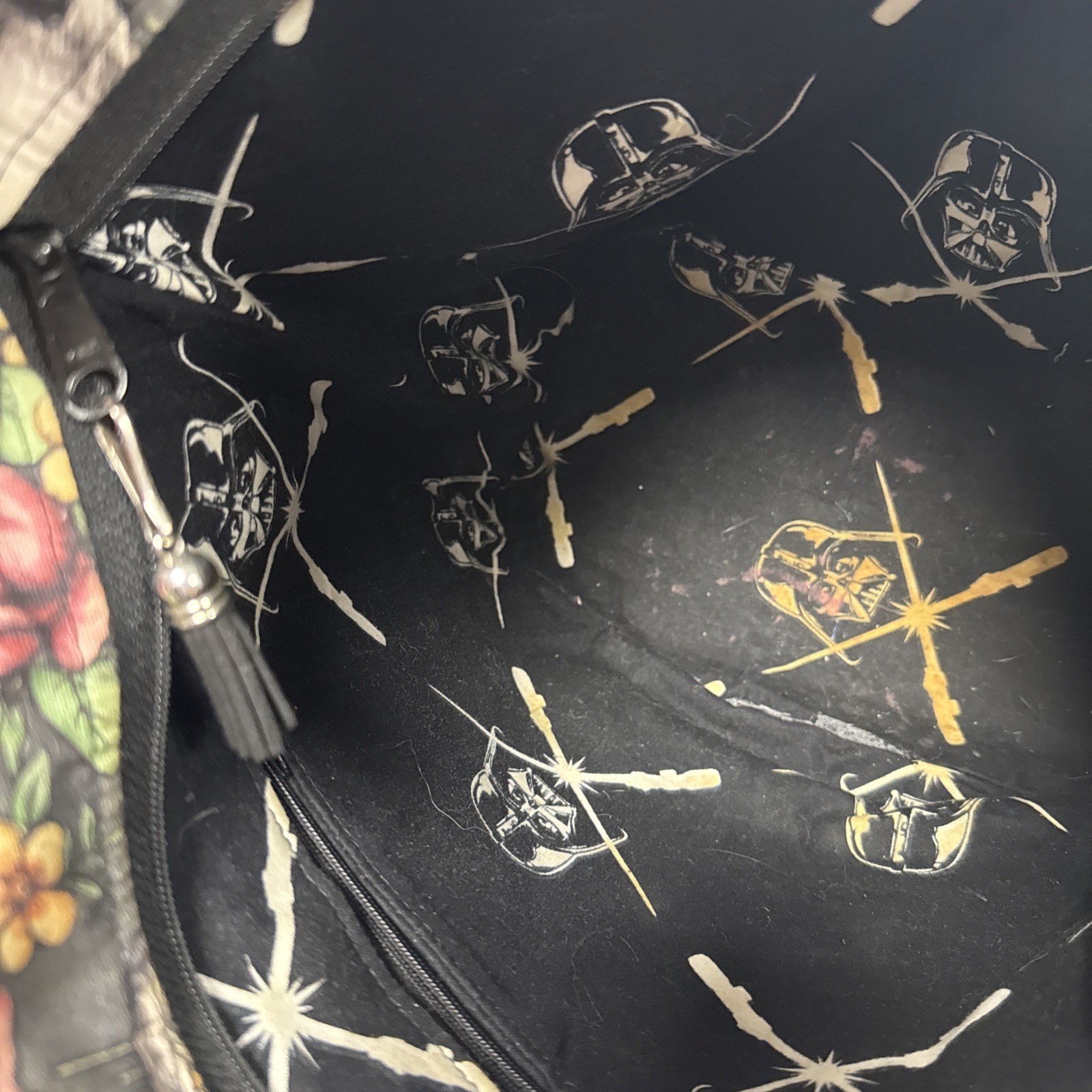 Handmade Star Wars Floral Floral Wars Black Bucket Bag Large Crossbody Cute Fun
