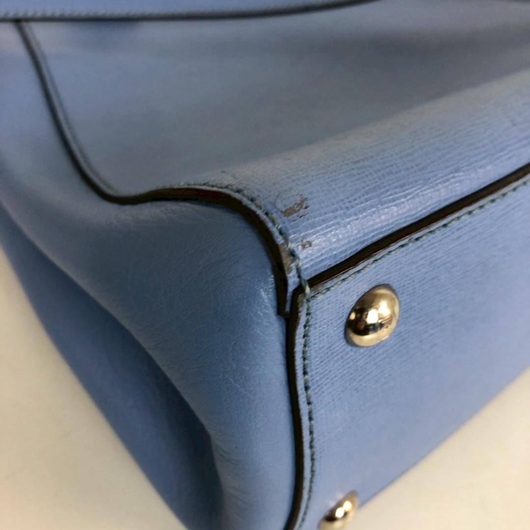 Fendi Petit 2Jours 2-Way Handbag Shoulder Bag Blue Leather Versatile