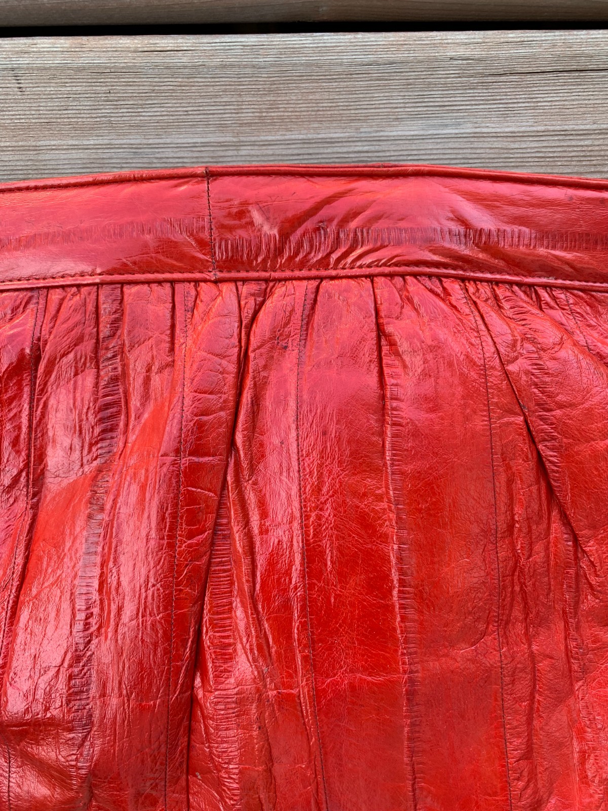 Vintage 80s 90s Red Eel Skin Shoulder Bag Convertible Clutch Purse Retro Handbag