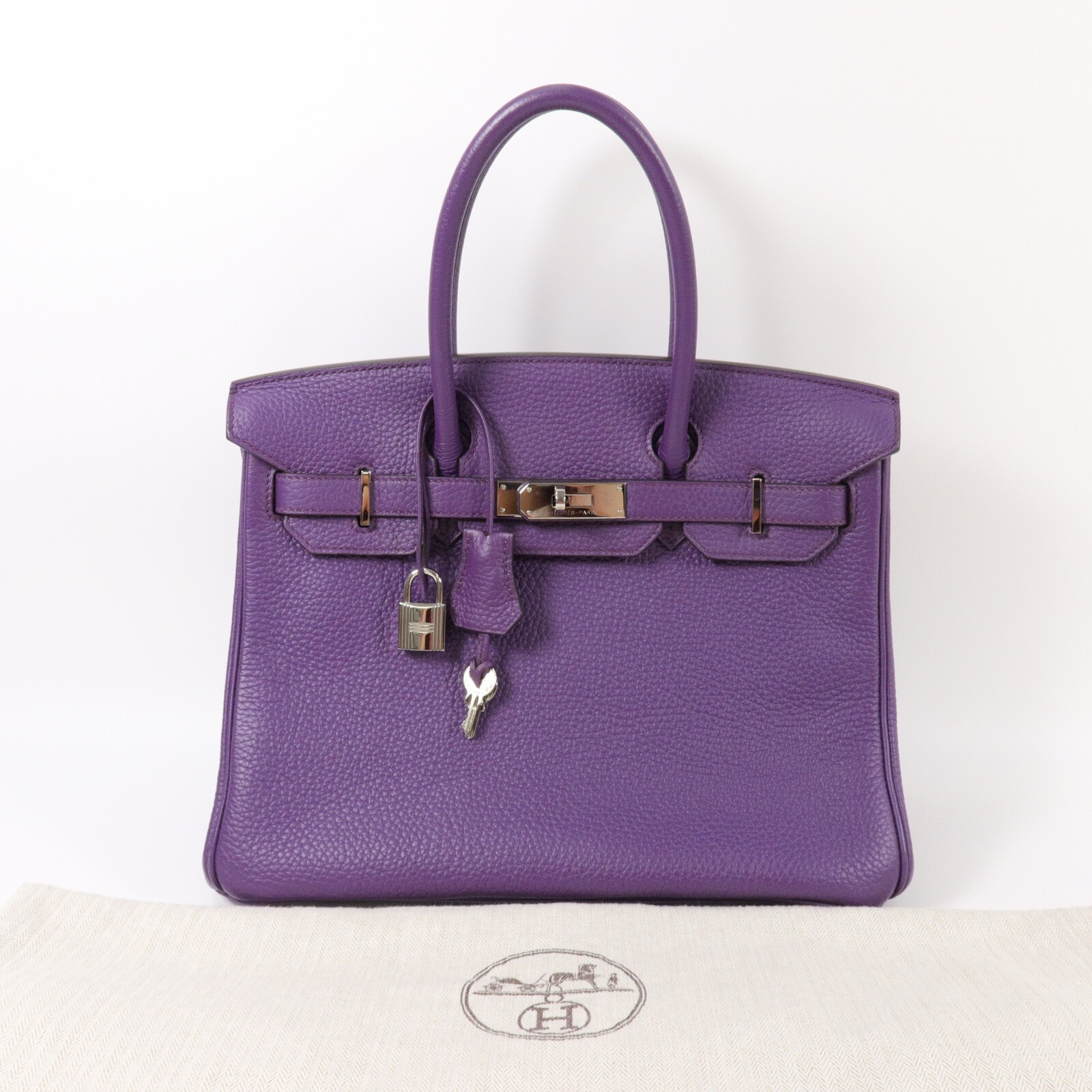 HERMES PHW Birkin 30 Handbag Togo Leather Anemone