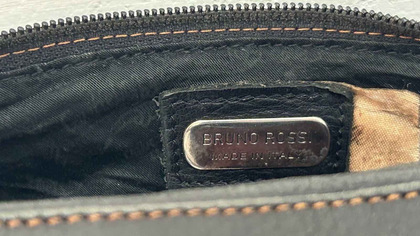 Bruno Rossi Italy Vintage Black Leather Sling Bag Teardrop Crossbody Backpack