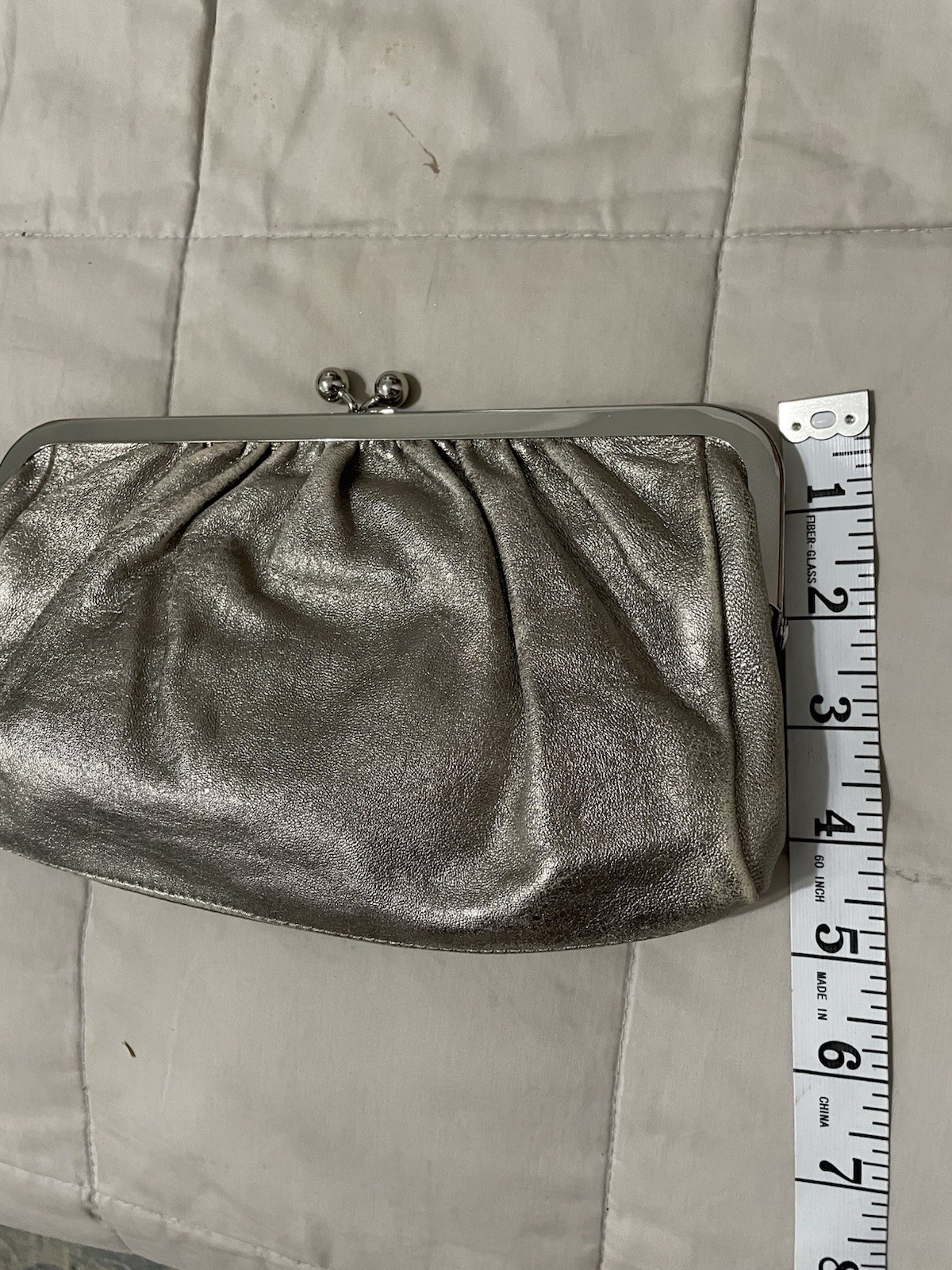 Express Metallic Leather Kiss Lock Clutch Purse Vintage Evening Bag Y2K Event