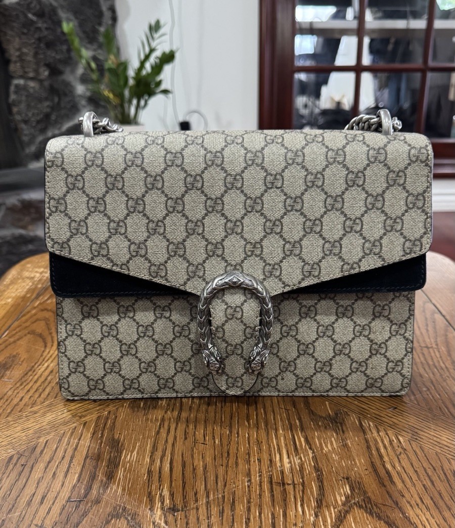 Authentic Gucci Dionysus medium shoulder bag in GG Supreme canvas