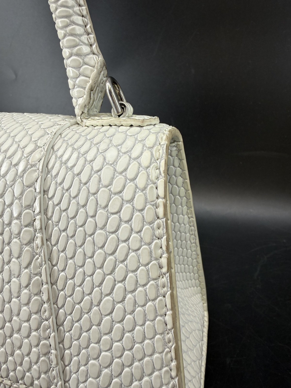 Balenciaga Small Hourglass Top Handle Python Embossed Designer Bag