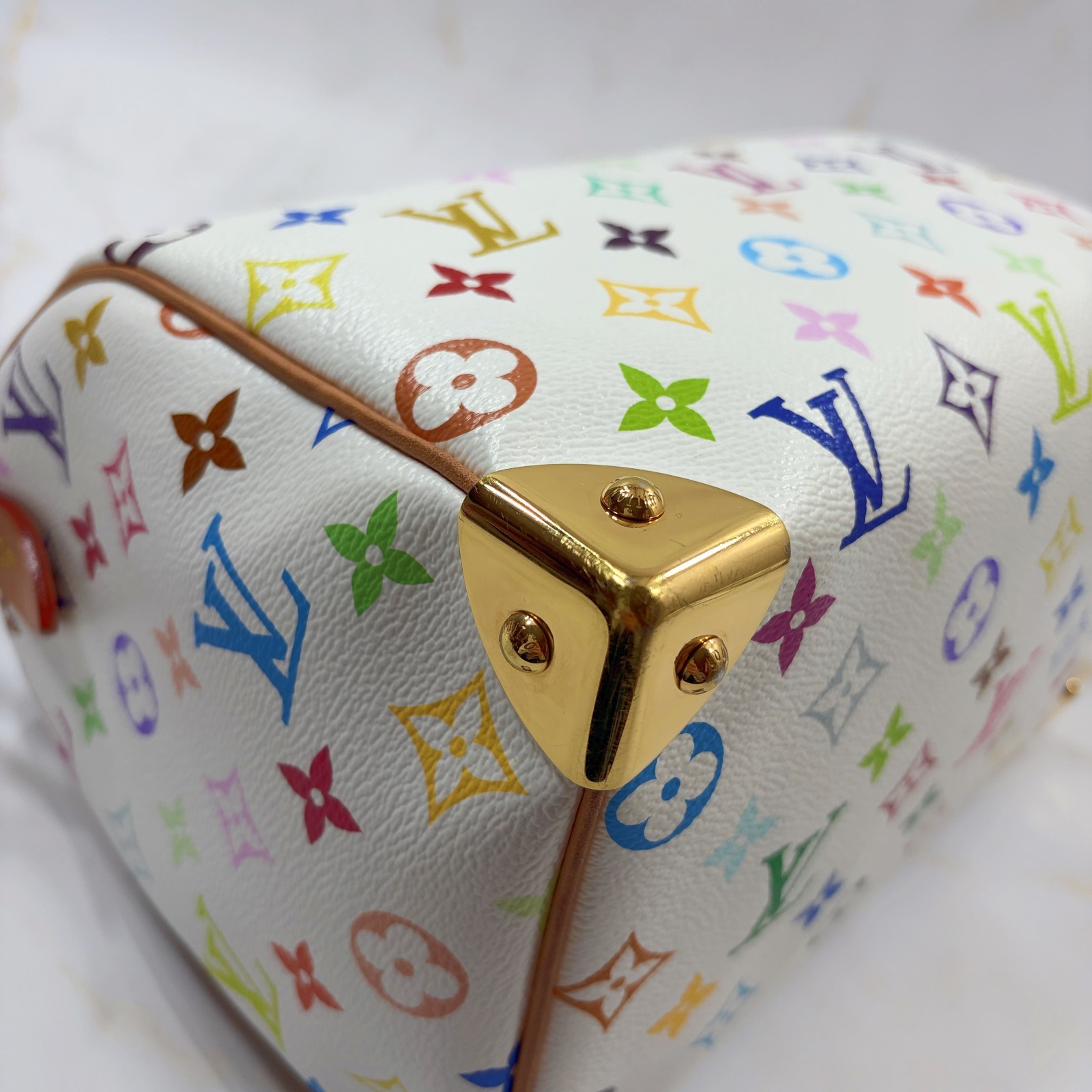 LOUIS VUITTON X Takashi Murakami Speedy 25 Bandoulière Handbag Bag White M13085