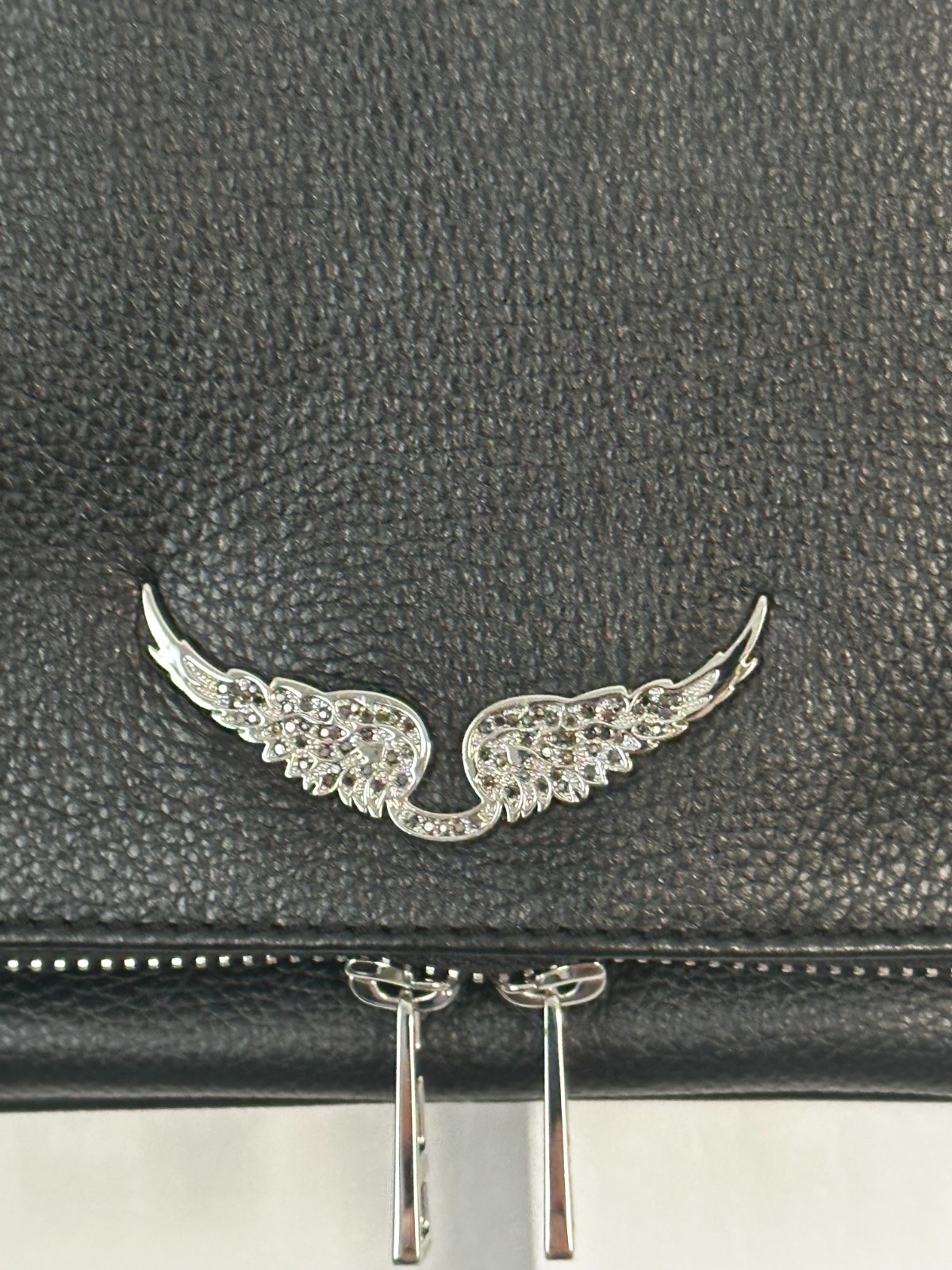 Zadig & Voltaire Rock Leather Shoulder Bag – Medium Black with silver accents
