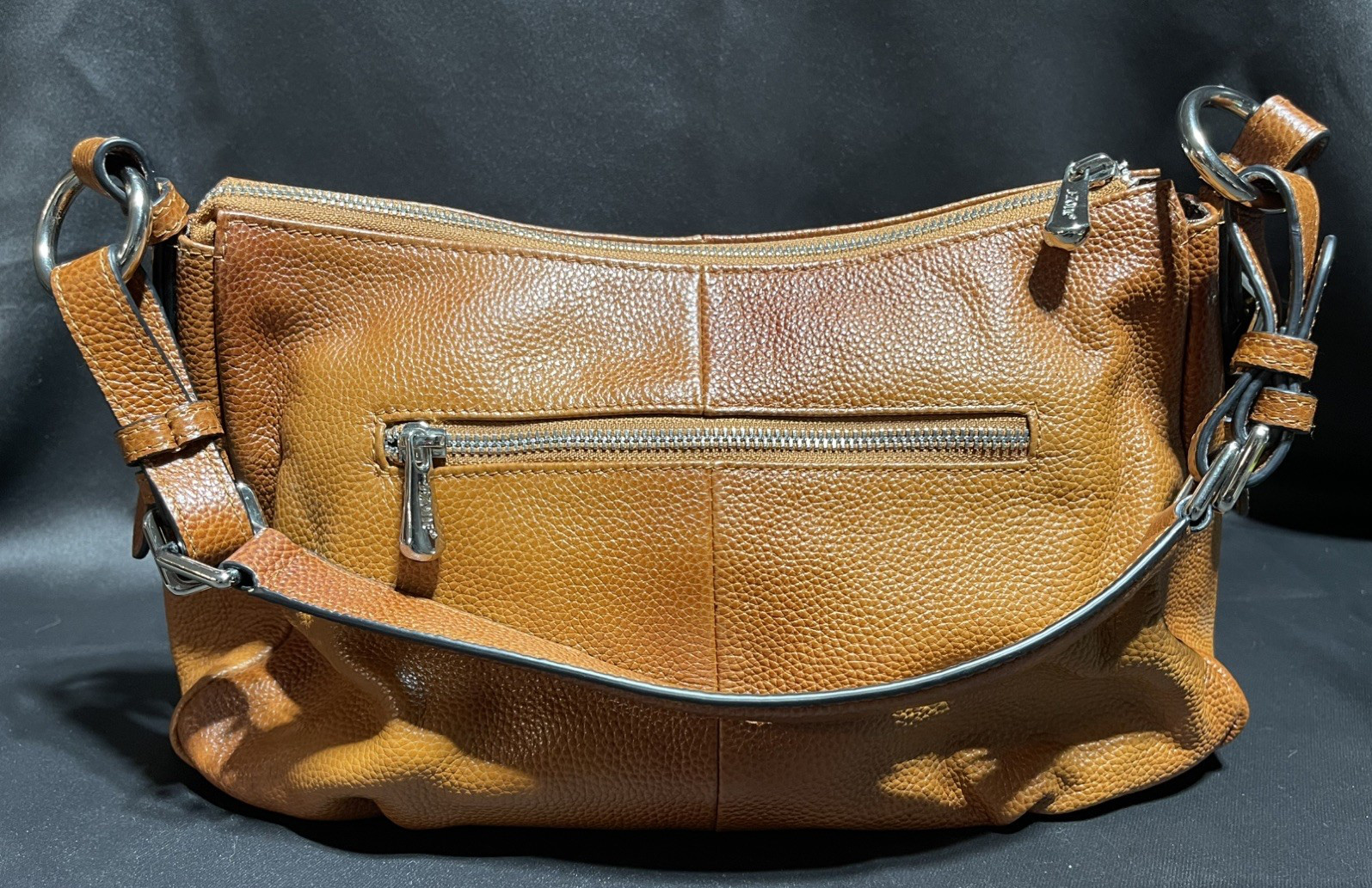 S-ZONE Genuine Pebbled Ombre Brown Leather Satchel Shoulder Bag