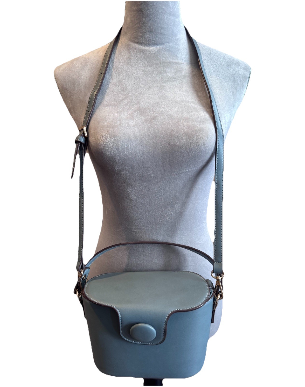 Melie Bianco Adelynn Slate Vegan Leather Shoulder Crossbody Bag Top Handle READ