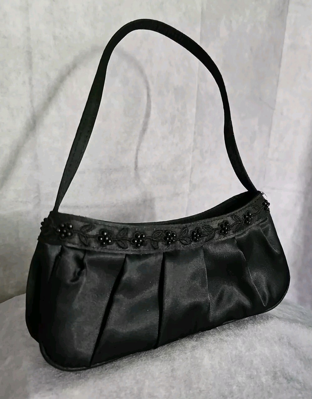 La Regale Black Evening Bag Purse with Beaded Accents