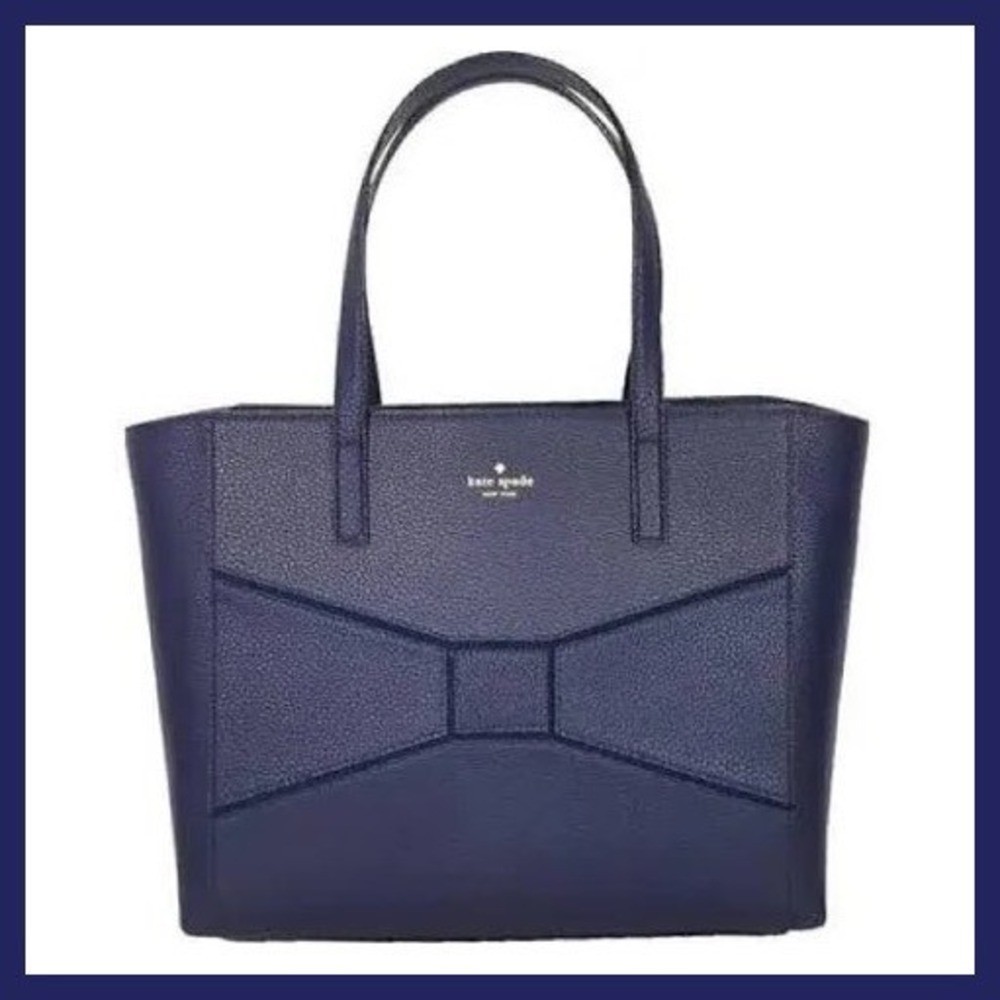Kate Spade NY Bridge Place Francesca Large Tote French Navy Pebbled Leather NEW