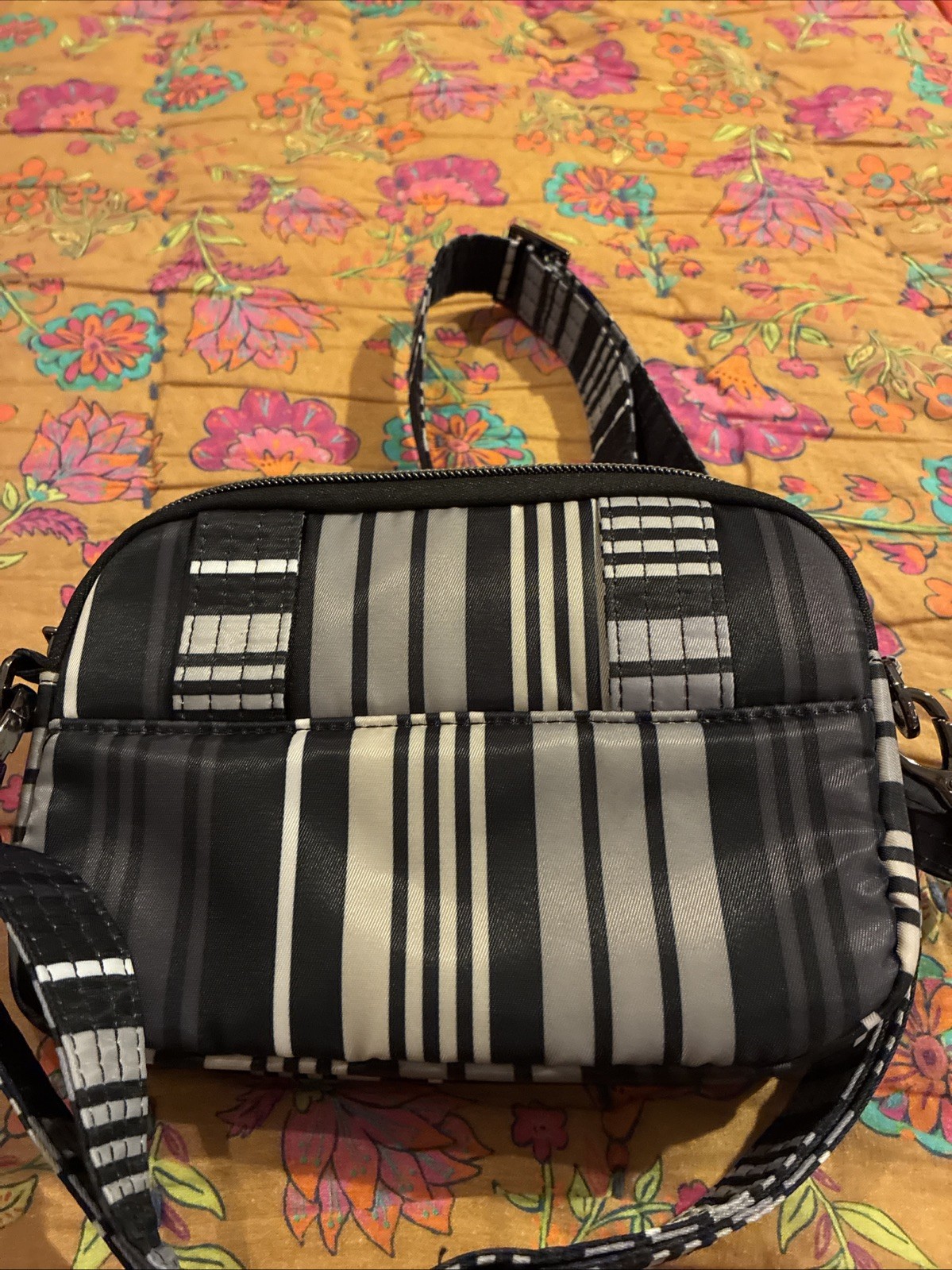 LUG Coupe SE Convertible Crossbody Bag Love Stripe Black NWT