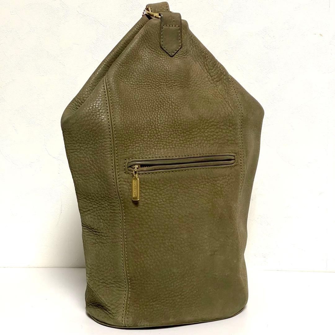 Old Coach 4944 Crossbody Bag Nubuck Leather Khaki Vintage Shoulder Drop 17.32 in