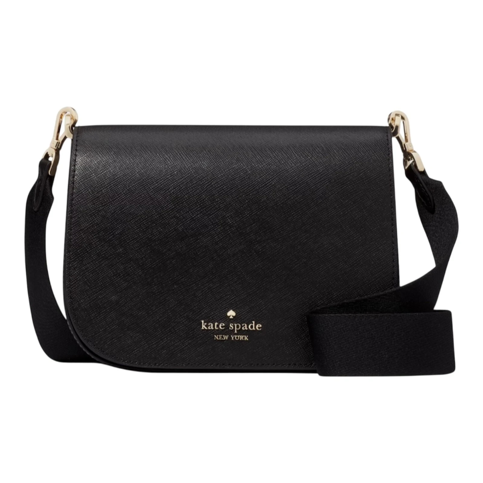 Kate Spade Madison Saddle Bag Black Saffiano Leather Crossbody Purse
