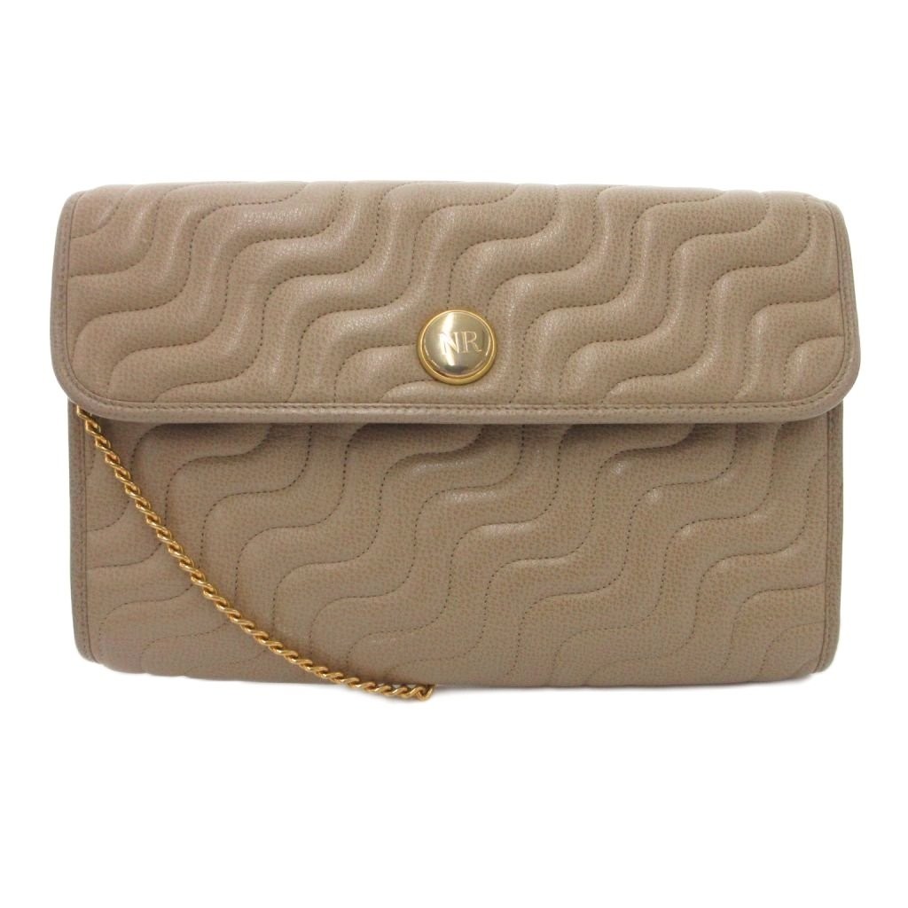Nina Ricci Beige Leather Shoulder Bag Vintage 17cm x 10.8in, Damaged, C Grade