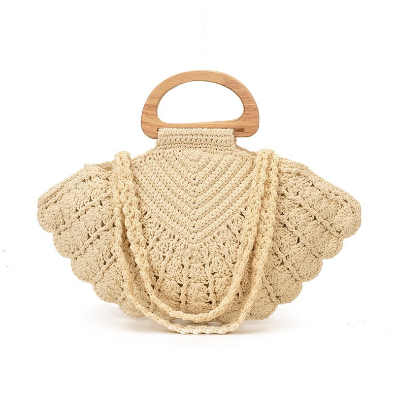 Boho Shell Woven Handbag Women Hollow Straw Crossbody Shoulder Beach Bag 2026