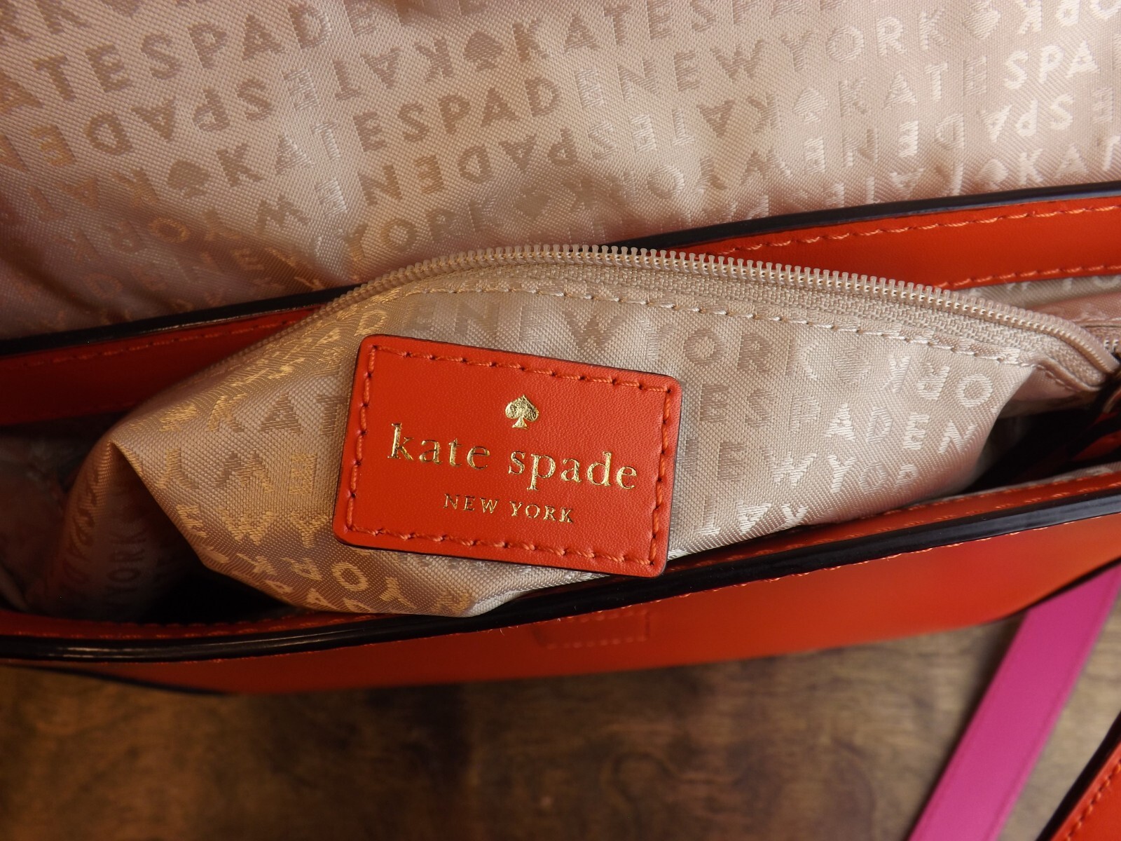Kate Spade New York Doreen Leather Crossbody Purse Orange / Pink Accent & Strap