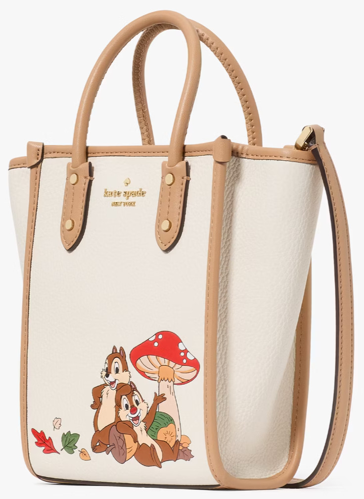 Kate Spade Disney Chip N Dale Mini Tote Bag Ivory Leather Purse KL749 NWT $349 F
