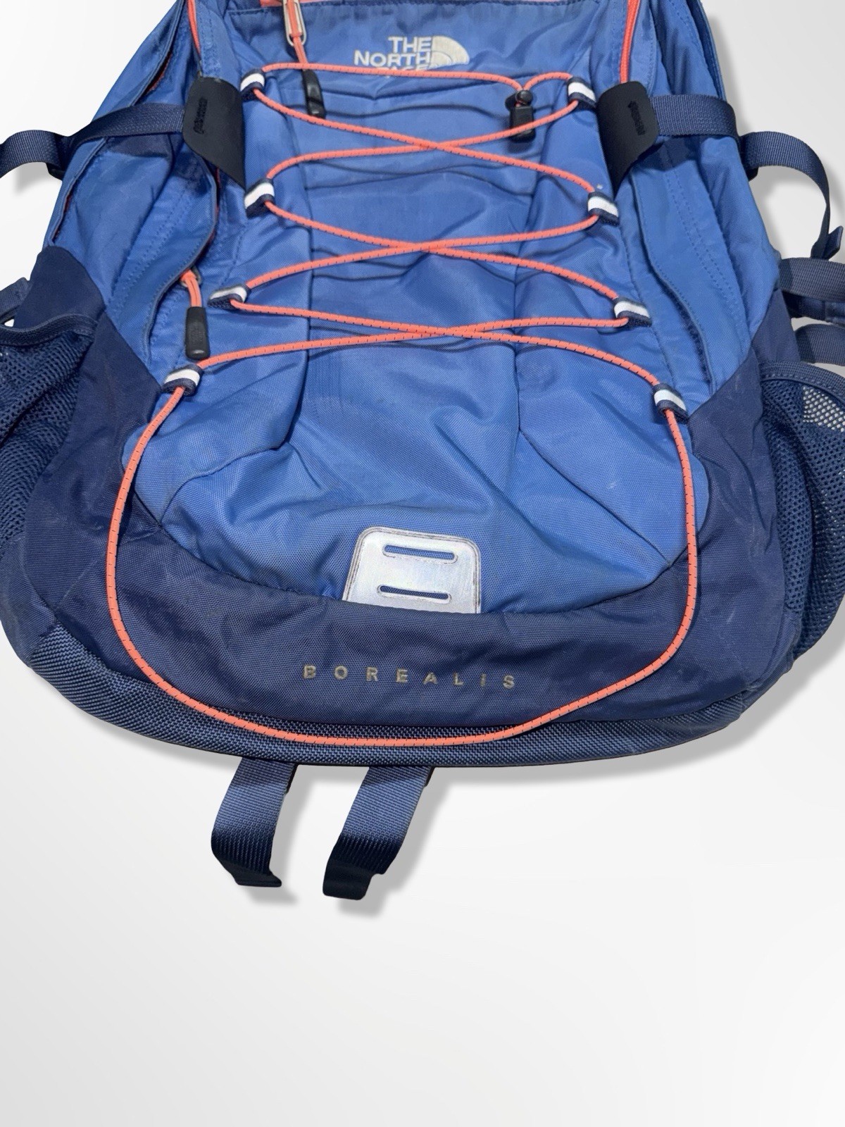 The North Face Borealis Backpack Laptop Bag School Hiking Outdoor Blue / Salmon