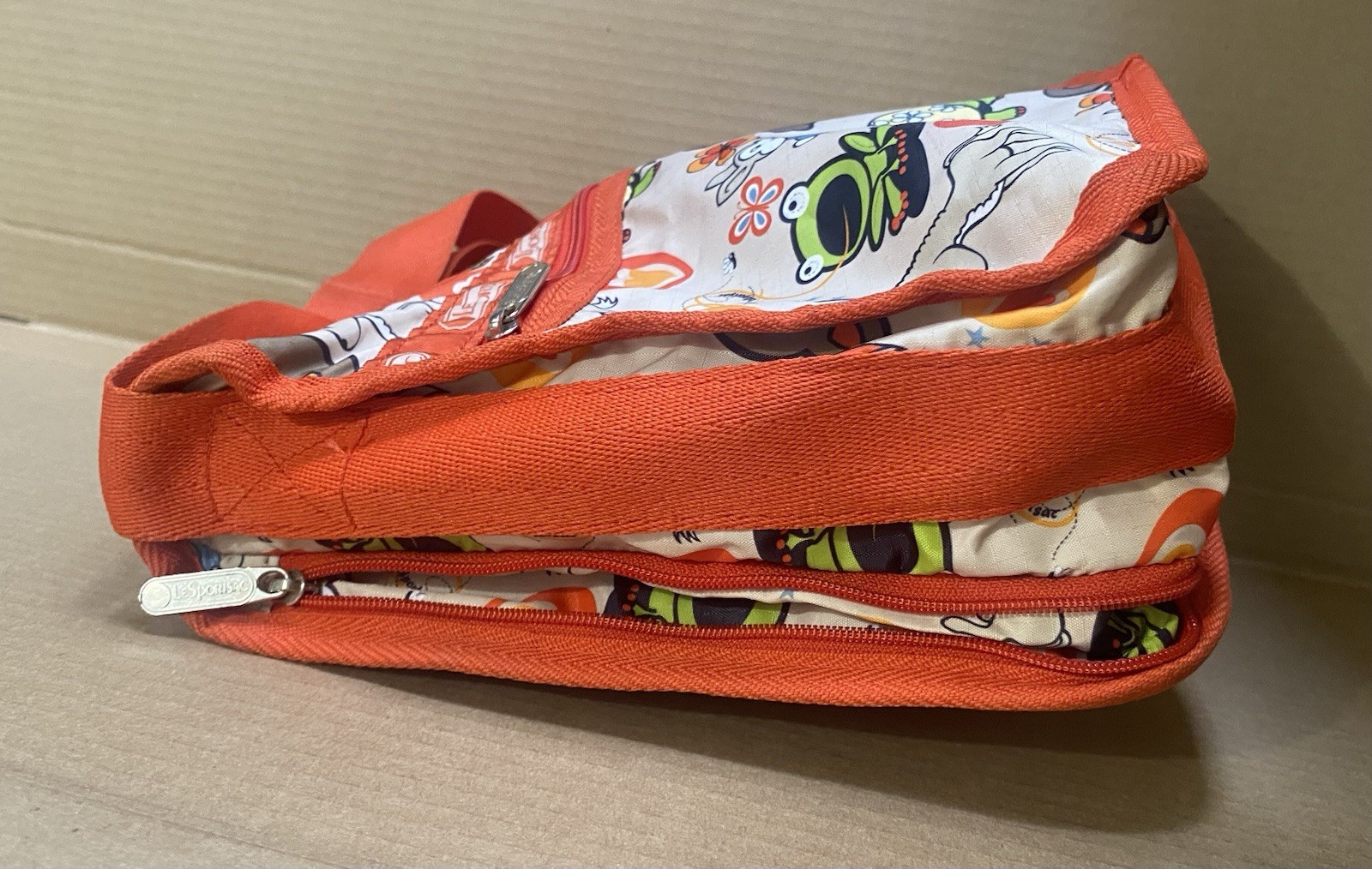 LeSportsac Animals Crossbody Shoulder Bag & Pouch Orange Frog Cat Deer Toons