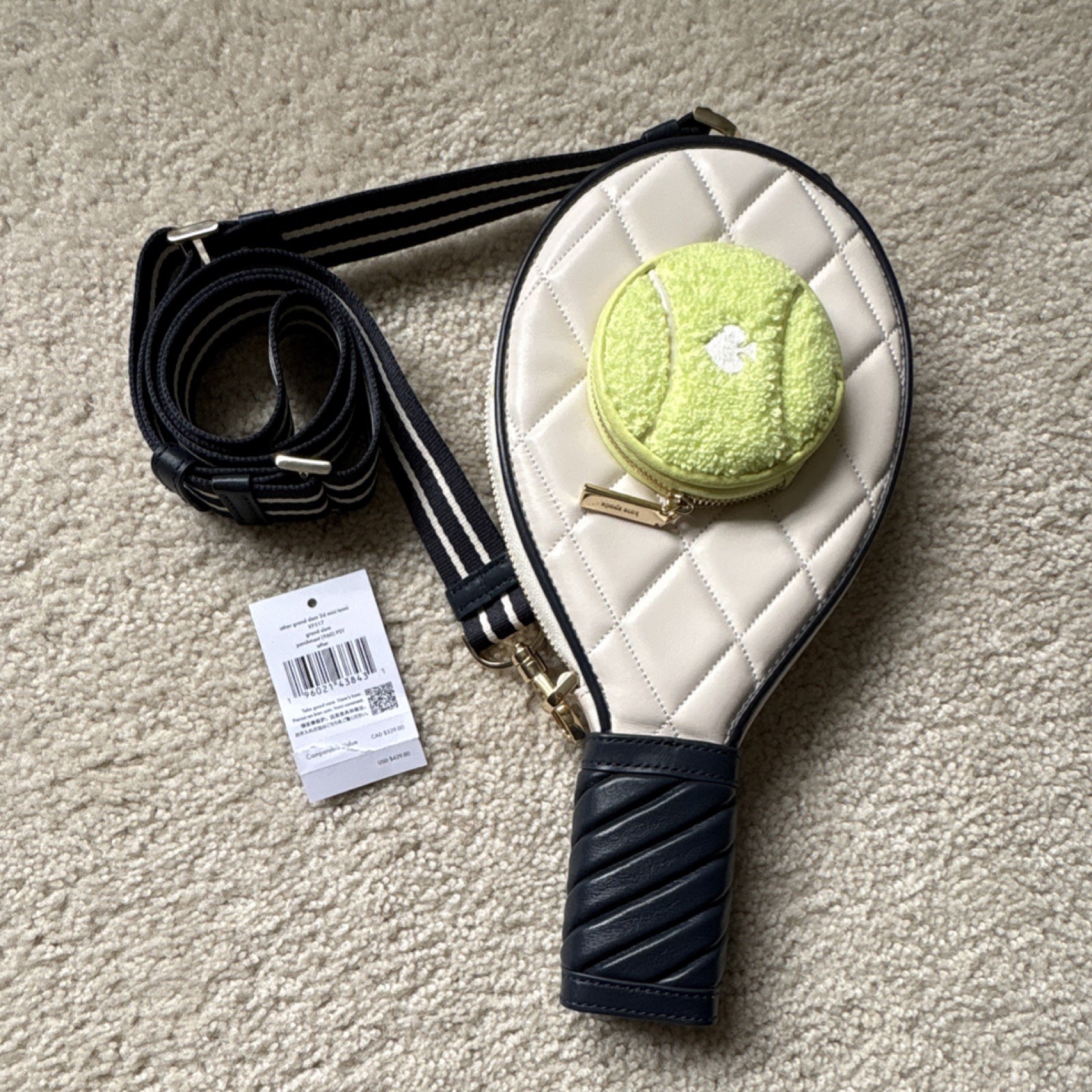 kate spade new york Tennis Racket Crossbody Bag Beige Navy