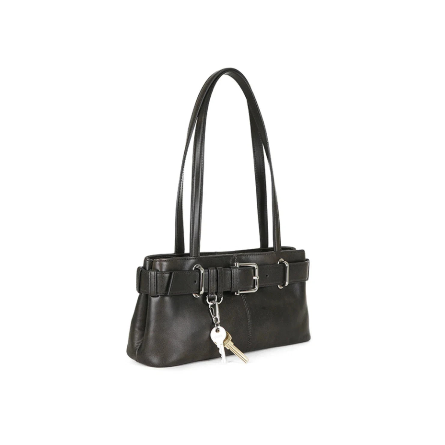 OSOI Shoulder Brocle Mini Stain Brown Cow Leather Hobo Buckle Designer Womens