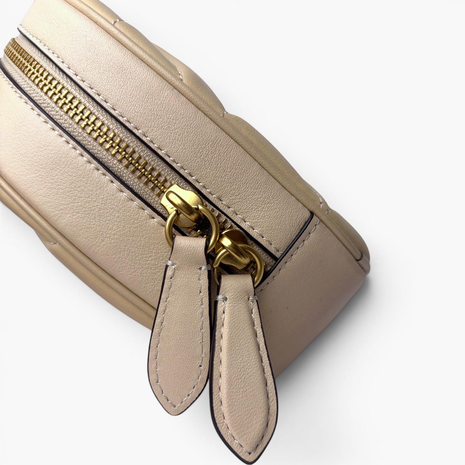 Coach Heart Crossbody Bag CE725 Ivory Quilted Nappa Leather Brass