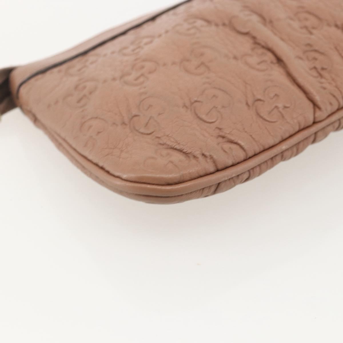 GUCCI GG Canvas Guccissima Pouch Leather Pink Gold 212203 Auth ka3934