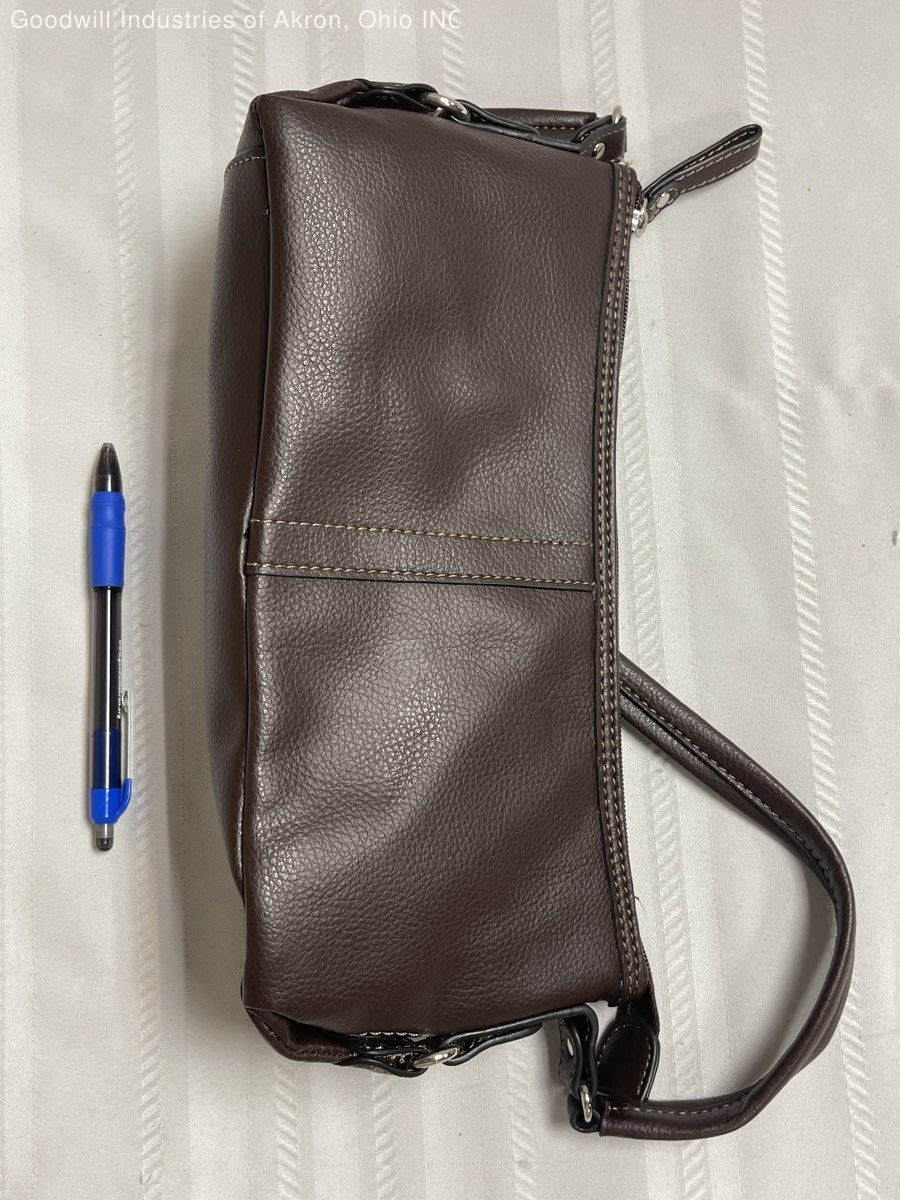 Relic Brown Pebbled Faux Leather Baguette Shoulder Bag Silver Hardware