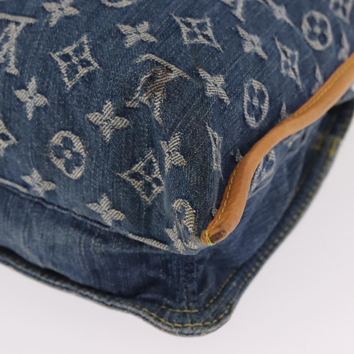 LOUIS VUITTON Monogram Denim Flat Shopper Tote Bag Blue M95018 LV Auth 190156SAV